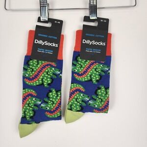 Dilly Socks NWT His And Hers Dinosaur Swiss‎ Design Set of Two Socks